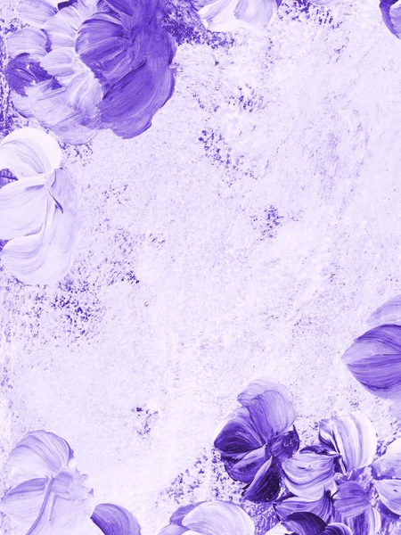 Ultraviolette abstrakte Blumen, handbemalter Hintergrund, Textur — Stockfoto