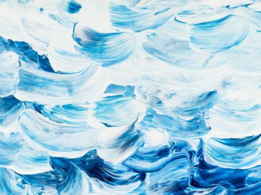 Mavi soyut el boyalı arka plan, fırça akrilik boyama