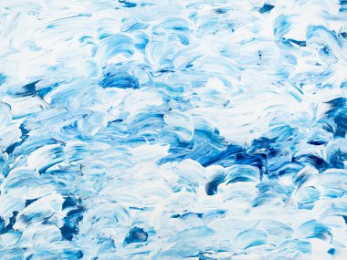 Mavi soyut el boyalı arka plan, fırça akrilik boyama