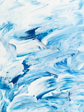 Mavi soyut el boyalı arka plan, fırça akrilik boyama