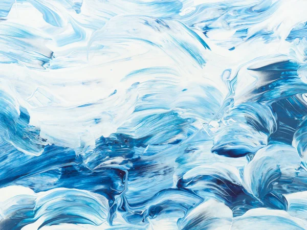 Azul abstrato pintado à mão fundo, pintura acrílica escova em — Fotografia de Stock