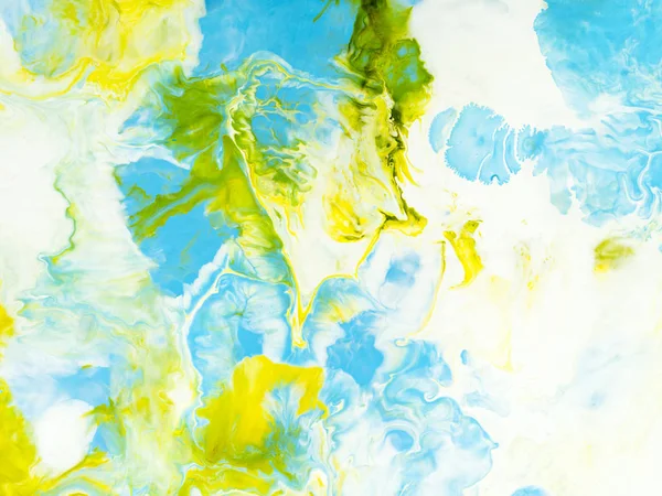 Blue and yellow abstract art hand painted background.