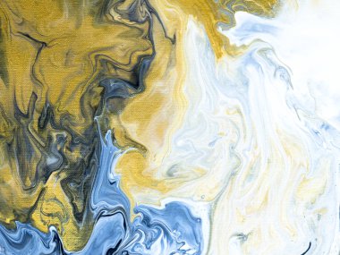 Mavi ve altın yaratıcı soyut el boyalı arka plan, mermer 