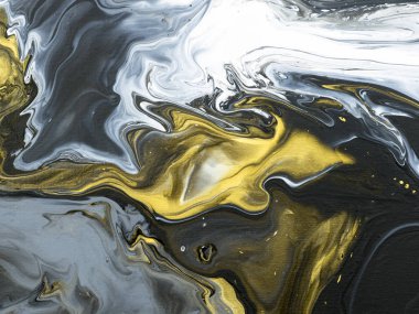 Siyah ve altın yaratıcı soyut el boyalı arka plan, mermer