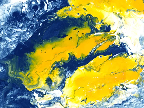 Blå och gul kreativ abstrakt handmålad bakgrund, ku — Stockfoto
