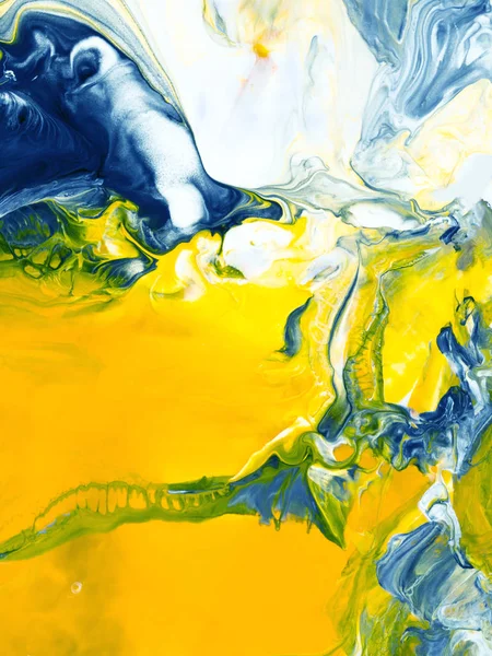 Blue and yellow creative abstract hand painted background, marbl