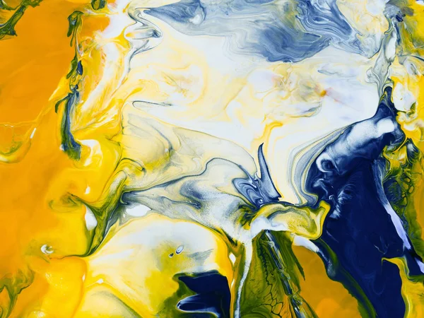 Blue and yellow creative abstract hand painted background, marbl