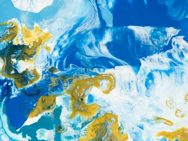 青と金の創造的な抽象的な手の背景、大理石 — ストック写真