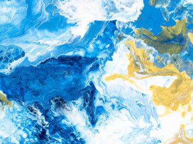 Mavi ve altın yaratıcı soyut el boyalı arka plan, mermer 