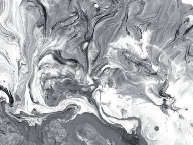 Siyah ve beyaz yaratıcı soyut el boyalı arka plan, marbl