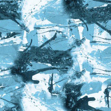 Mavi soyut yaratıcı el boyalı dikişsiz desen