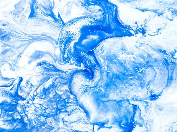 Blå kreativa abstrakt handmålade bakgrund, marmor textur, — Stockfoto