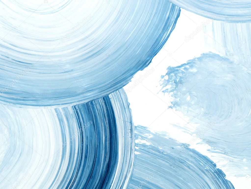 Blue creative abstract hand painted background with brush stroke