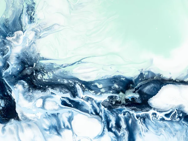 青と緑の創造的な抽象的な手の背景、大理石 — ストック写真
