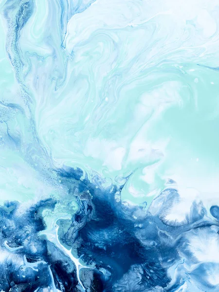 青と緑の創造的な抽象的な手の背景、大理石 — ストック写真
