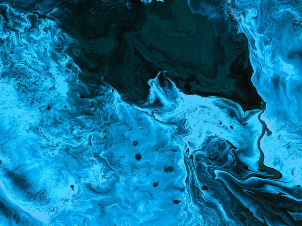 Blaue und schwarze kreative abstrakte handbemalte Hintergrund, Marmor — Stockfoto