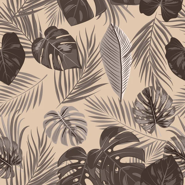 Vecteur jungle tropicale motif sans couture avec des feuilles de palmier — Image vectorielle