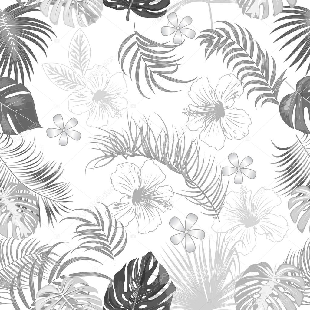 Vector tropical seamless pattern  on white background