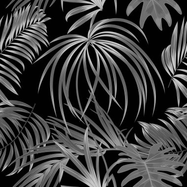 Tropik orman palmiyesi pürüzsüz desen, vektör arkaplan bırakır