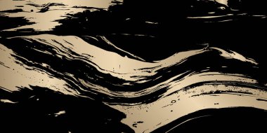 Siyah arkaplanda altın dinamik dalgalar.