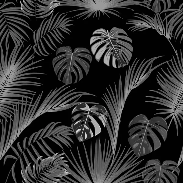 Tropik orman palmiyesi pürüzsüz desen, vektör arkaplan bırakır — Stok Vektör