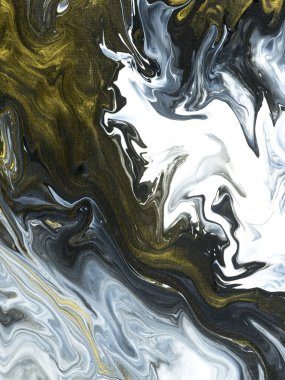 Siyah ve altın yaratıcı soyut el boyalı arka plan, mermer doku, tuval üzerinde akrilik boyama parçası. Modern sanat. Çağdaş sanat.