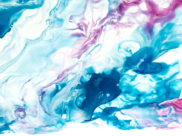 抽象絵画 青とピンクの色で 創造的な手の背景を描いた キャンバス上のアクリル絵具の断片 大理石のテクスチャ 液体アートワーク 抽象的な海 現代美術 現代美術 — ストック写真