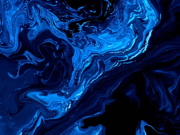 Creativo Neon Blu Astratto Dipinto Mano Sfondo Texture Marmo Oceano — Foto Stock