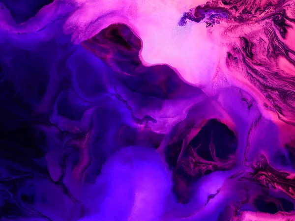 Abstrakte Kunst Helle Neon Malerei Violetten Und Lila Farben Kreative — Stockfoto