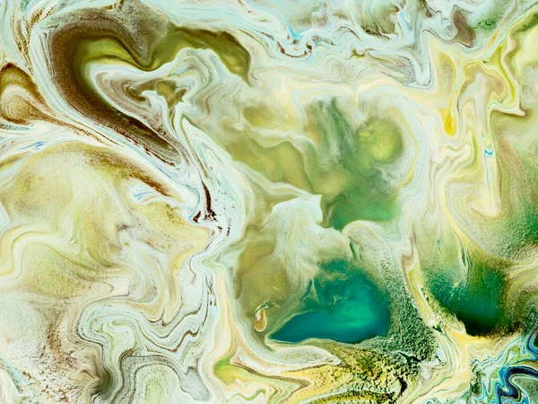 Abstraktní Malba Zelených Barvách Kreativní Ručně Malované Pozadí Mramorová Textura — Stock fotografie