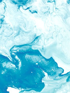 Mavi dalga, soyut el resmi, mermer dokular, soyut okyanus, tuvale akrilik boya. Modern sanat. Çağdaş sanat.