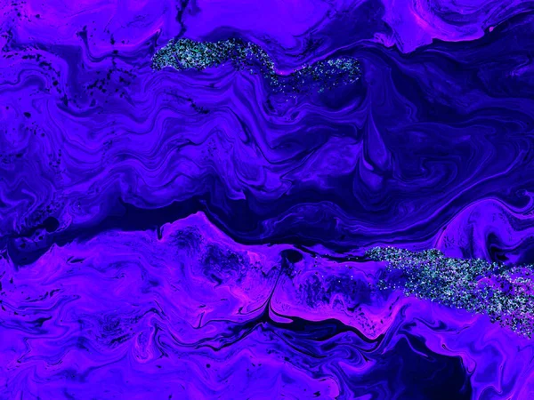 Mavi Mor Neon Renkli Yaratıcı Soyut Arka Plan Boyalı Mermer — Stok fotoğraf