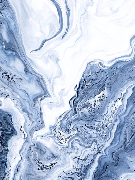 Onda Blu Creativo Astratto Dipinto Mano Sfondo Texture Marmo Oceano — Foto Stock