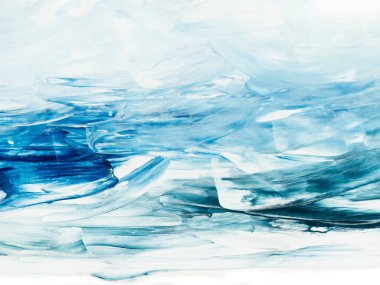 Mavi soyut resim, yaratıcı el boyası arka plan, fırça dokusu, tuvaldeki akrilik resim. Modern sanat. Çağdaş sanat.