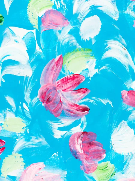 Abstract Pink Flowers Art Painting Creative Hand Painted Background Brush — Fotografia de Stock