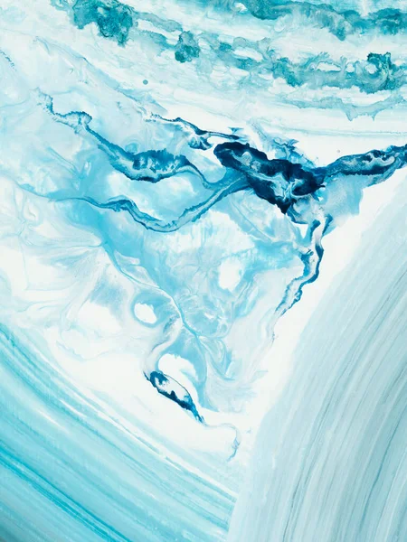 蓝波创作手绘背景 大理石笔刷纹理 抽象海洋 画布上丙烯酸涂料 现代艺术 当代艺术 — 图库照片