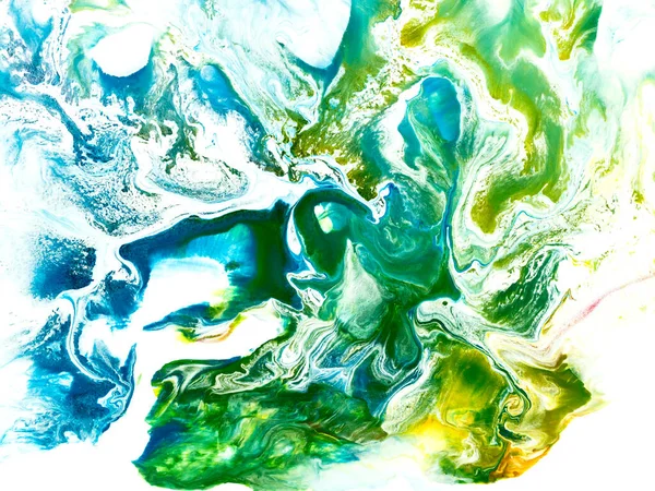 Blå Våg Med Grön Kreativ Abstrakt Handmålad Bakgrund Marmor Konsistens — Stockfoto
