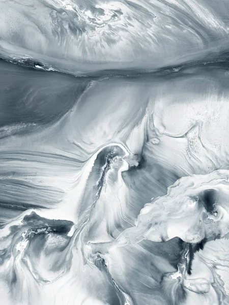 Soyut siyah-beyaz dalga yaratıcı el boyası arka plan, mermer dokular, soyut okyanus, tuval üzerinde akrilik boya. Modern sanat. Çağdaş sanat.