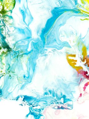 Mavi parlak, yaratıcı, soyut el boyası arka plan, mermer dokular, tuvalde akrilik boya. Modern sanat. Çağdaş sanat.