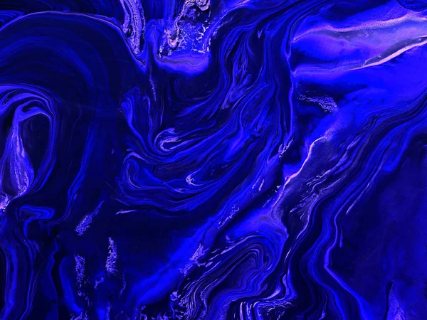 Pintura Creativa Azul Neón Fondo Abstracto Pintado Mano Textura Mármol — Foto de Stock