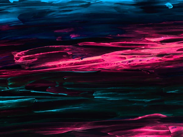 Neon Blauw Roze Creatief Schilderen Abstracte Hand Geschilderde Achtergrond Borstel — Stockfoto