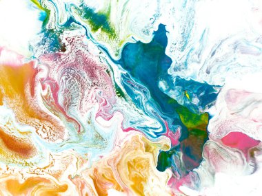 Renkli, parlak, yaratıcı, soyut el boyası arka plan, mermer dokular, tuvalde akrilik boya. Modern sanat. Çağdaş sanat.