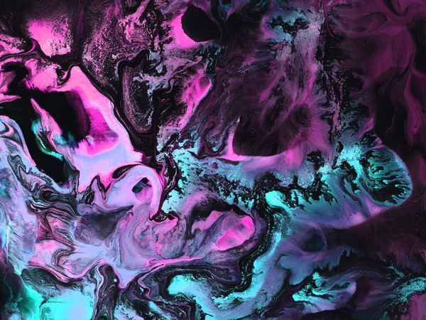 Neon yeşil ve pembe yaratıcı resim, soyut el boyası arka plan, fırça dokusu, akrilik boya. Modern sanat. Çağdaş sanat.