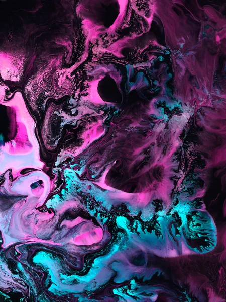 Neon pembe ve yeşil soyut sanat resimleri, yaratıcı el boyası arka plan, akrilik tablo tuval, mermer doku, sıvı sanat eserleri, soyut okyanus. Modern sanat. Çağdaş sanat.