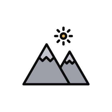 Dağ Simgesi Vektör İllüstrasyonu Her Amaç İçin Dolu Biçim