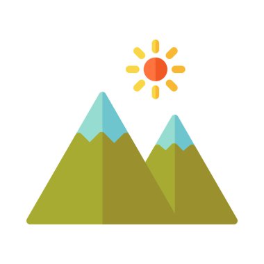 Dağ Simgesi Vektör İllüstrasyonu Her Amaç İçin Düz Biçim