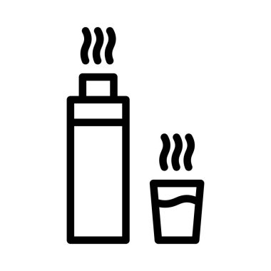 Herhangi Bir Amaç İçin Satır Biçiminde Termos Simgesi Vektör İllüstrasyonu