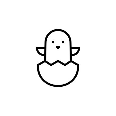 Herhangi Bir Amaç İçin Satır Biçiminde Chick Simgesi Vektör İllüstrasyonu