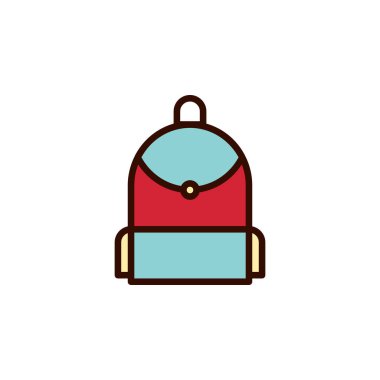 Herhangi Bir Amaç İçin Düz Biçimli Sırt Çantası Simgesi Vektör İllüstrasyonu