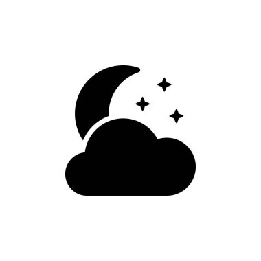 Herhangi Bir Amaç İçin Glyph Biçiminde Bulut Simgesi Vektör İllüstrasyonu